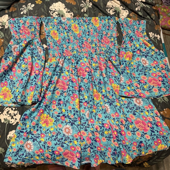 Floral off shoulder skater dress - Picture 1 of 1
